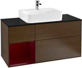 V&B Finion Waschtischunterschrank mit LED-Wandbeleuchtung und Regalfach, Breite: 120 cm, Farbe: Walnuss Venato - Bild 1