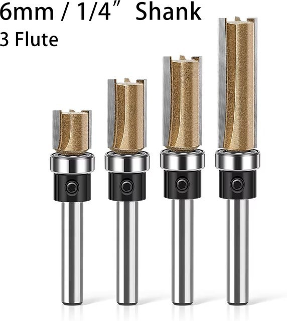 JGZUI Schaftfräser mit 3 Schneiden und Lager in Silber, Schaft: 6 mm, Durchmesser: 12,7 mm - Bild 1
