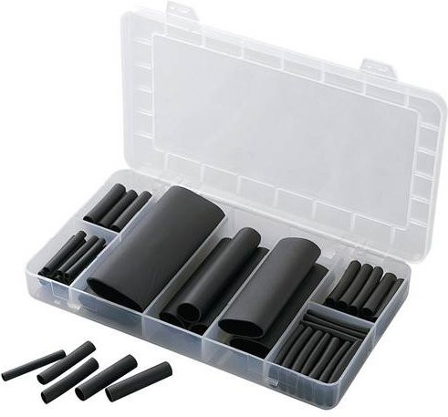 TRU Components Schrumpfschlauchsortiment Schwarz mit 52 Teilen und 3:1 Schrumpfrate - Bild 1