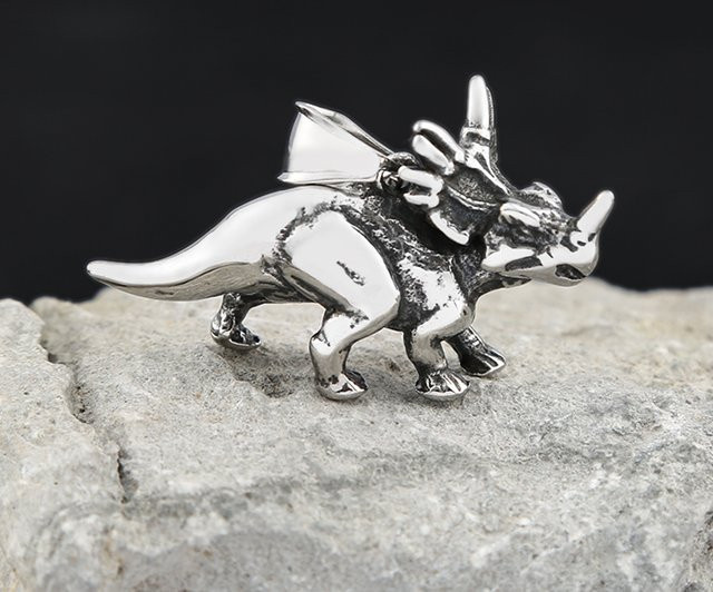 owlucky Halskette Dinosaurier Anhänger, Edelstahl, Silber, Unisex - Bild 1