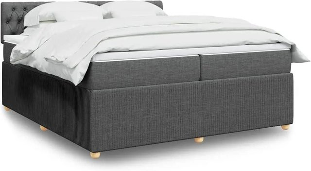 vidaXL Boxspringbett Dunkelgrau mit Matratze und USB-Ladeport sowie Unterbettbeleuchtung B/T: 200 x 200 cm - Bild 1