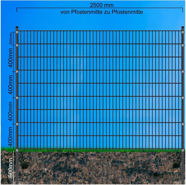 Fa-Bausysteme Doppelstabzaun Anthrazit 8-6-8 mit Leiste, Höhe: 183 cm, Länge: 30 m - Bild 1