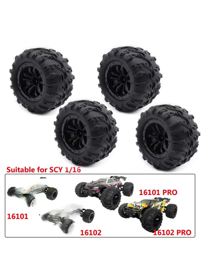 JJRC RC Auto Reifen, 1/16, 1/14, 12mm Hex-Radreifen, Schwarz, Gummi - Bild 5