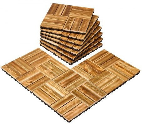 VEVOR Interlocking Deck Tiles aus massivem Kampferkieferholz, 10er Pack, Farbe: Holz, B/T: 30,5 x 30,5 cm - Bild 1