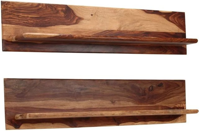 vidaXL Wandregale aus Massivholz Akazie in Braun, 2er-Set, B/T/H: 118 x 26 x 20 cm - Bild 1