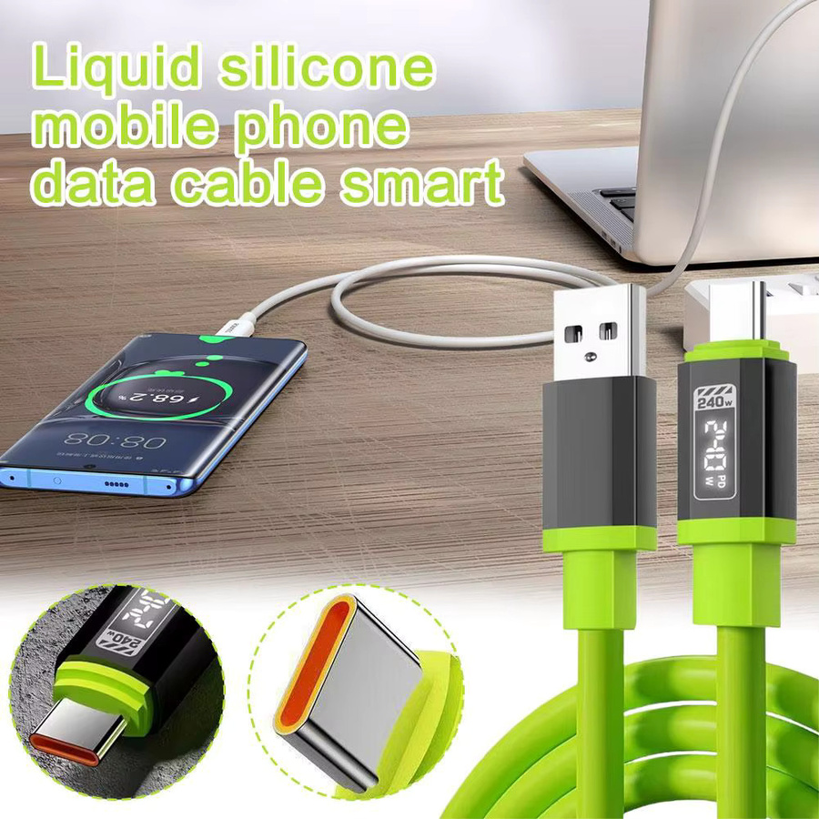 Samsung USB-C Schnellladekabel aus flüssigem Silikon mit 240 W in Grün - Bild 3