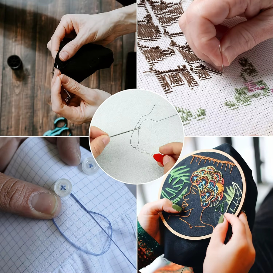 40 großäugige Nähnadeln aus Edelstahl in 7 Größen, silberfarbene Sticknadeln und Ledernadeln für Strickgarn - Bild 2