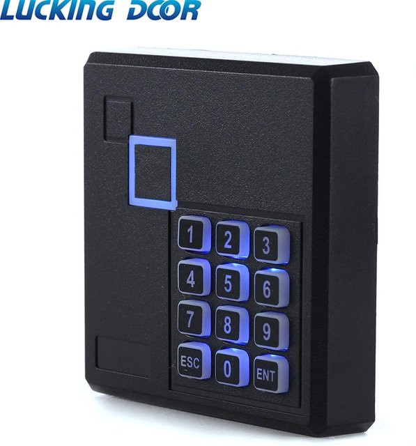 LUCKING DOOR Proximity-RFID-ID-Kartenleser mit Tastatur für die Türzugangskontrolle, 125 kHz, Wiegand 26 Bit, Farbe Schwarz - Bild 1