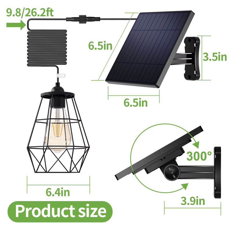 intelamp Solar-Pendelleuchte aus Metall in Schwarz mit 4000 mAh Akku und warmweißem Licht für Garten, Hof und Schuppen - Bild 6