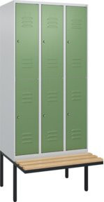 C+P Doppelstock-Spind Classic PLUS Sitzbank mit 3 Abteilen, Buche-Hartholz, B/T/H: 212 x 90 x 81,5 cm - Bild 1