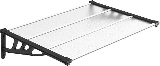 vidaXL Türvordach aus Polycarbonat in Schwarz und Transparent, B: 122 cm, H: 90 cm - Bild 1