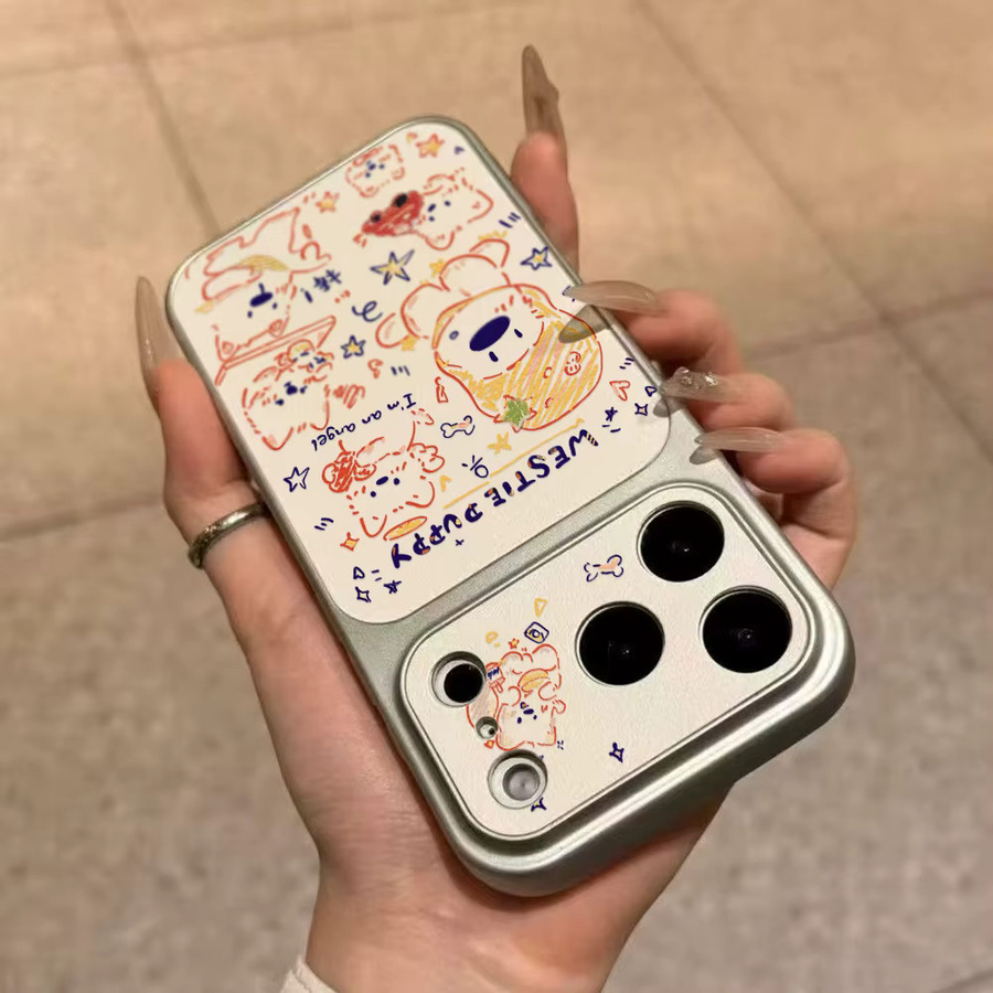 AKABEILA Handyhülle mit Welpen-Graffiti-Design und Lanyard für iPhone, stoßfeste Silikon-Lederhülle, Mehrfarbig - Bild 5