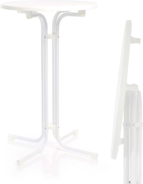 Toboli Klappbarer Bistrotisch Weiß Rund Durchmesser: 80 cm, Höhe: 110 cm - Bild 1