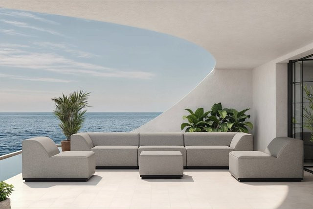 OUTFLEXX Buddha Gartenlounge für 6 Personen in Anthrazit aus Aluminium und Polyester, witterungs- und UV-beständig - Bild 1