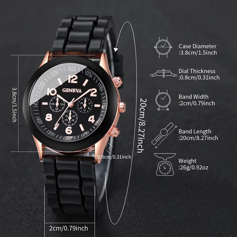 Armbanduhr Quarz, Silikon, Roségold, Damen, Arabisches Zifferblatt - Bild 4
