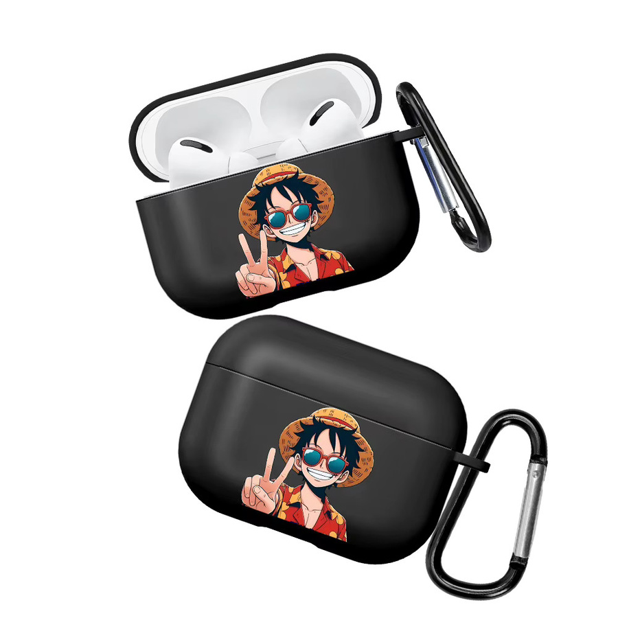Schutzhülle für Apple AirPods Pro mit One Piece Anime-Charakter-Muster in Schwarz - Bild 4