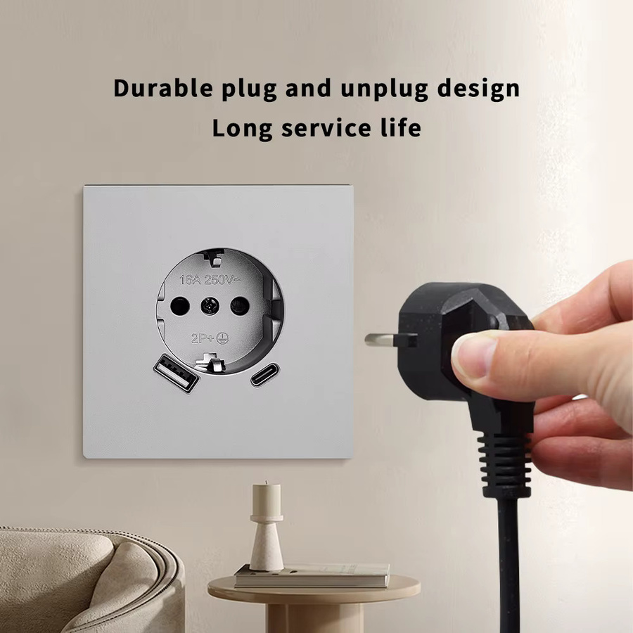 WESA Skin Sensation Wandsteckdose mit USB-Anschluss und Erdung, flammhemmender lackierter Kunststoff, EU-Standard - Bild 4