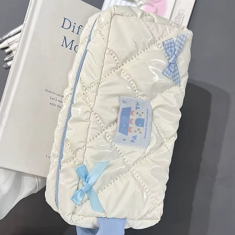 SD&HI Schreibwaren-Etui mit Bogen-Design in Blau und Weiß, Große Kapazität als Kosmetiktasche oder Stiftebeutel für Mädchen - Bild 3
