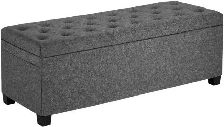 VEVOR Sitzhocker mit Stauraum und Seitentaschen, gepolsterte Sitzbank mit Metallrahmen und Button-Tufting, grau, B/T/H: 110 x 40 x 40 cm - Bild 1