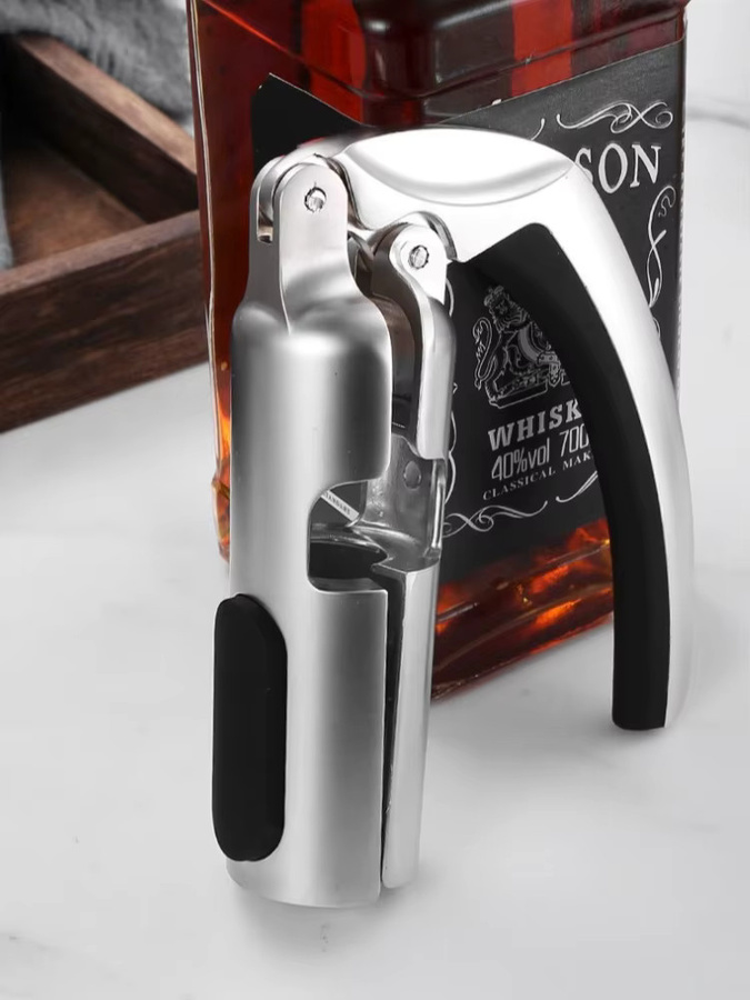 Professioneller halbautomatischer Weinöffner aus Zinklegierung und Edelstahl in Silber - Bild 3