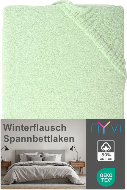 NYVI Spannbettlaken DreamScience Winterflausch in Eukalyptus, Wärmendes und kuschelweiches Bettlaken für Matratzen bis 22 cm Höhe, Größe: 90 x 200 cm oder 100 x 200 cm - Bild 1