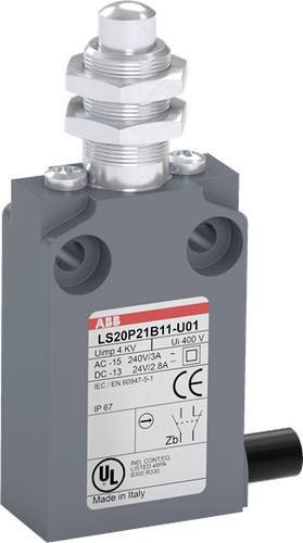 ABB LS20P21B11-U01 Positionsschalter 10A mit Kuppenstößel in Grau - Bild 1