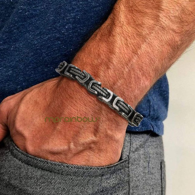 mprainbow Armband, Edelstahl, Schwarz, Herren, 8 mm - Bild 1