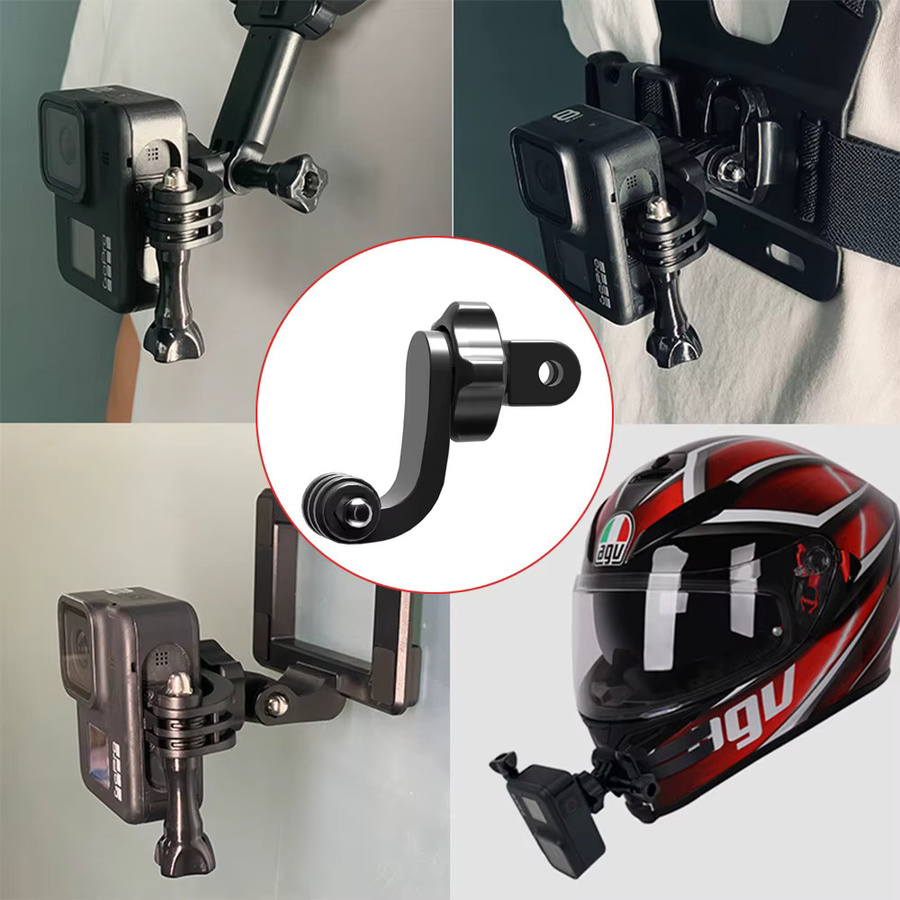 SJCAM Universal Adapter Halterung für Action Kamera als Kinn- und Vertikalhalterung für Motorradhelme in Schwarz - Bild 2