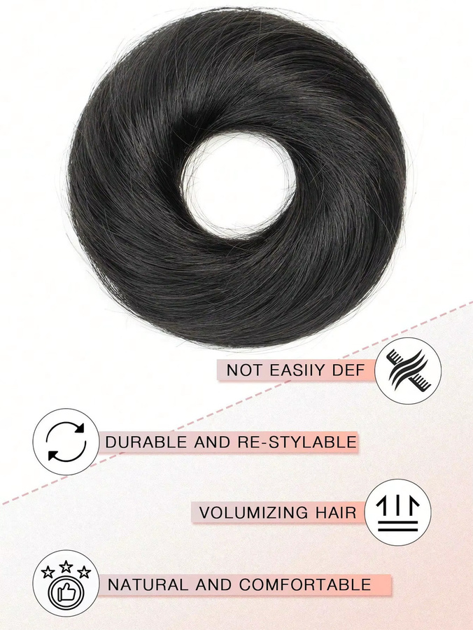 Boymia Messy Bun Haarteil aus Echthaar, gewellt, Unisex - Bild 2