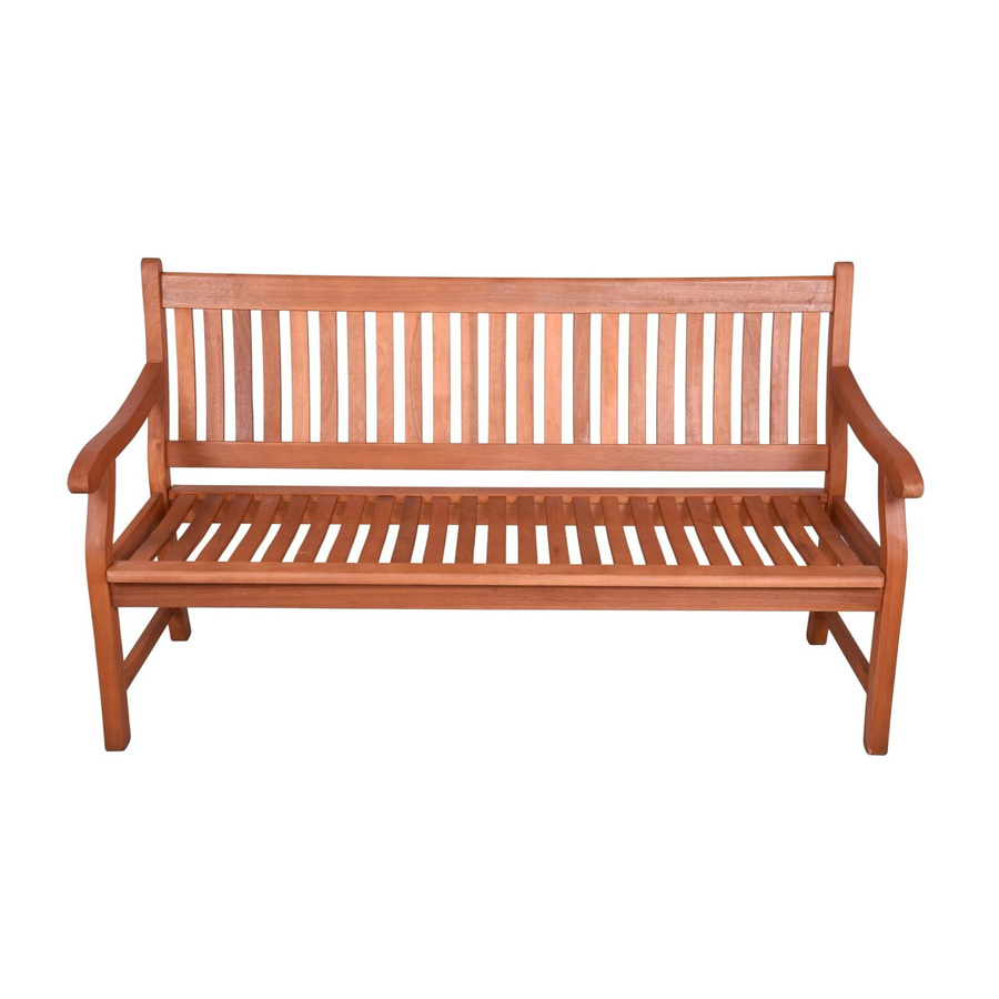 DELUKE Gartenbank MALMO 3-Sitzer aus Eukalyptus Natur, wetterfeste Terrassenbank für Garten und Balkon, Breite: 158 cm - Bild 2