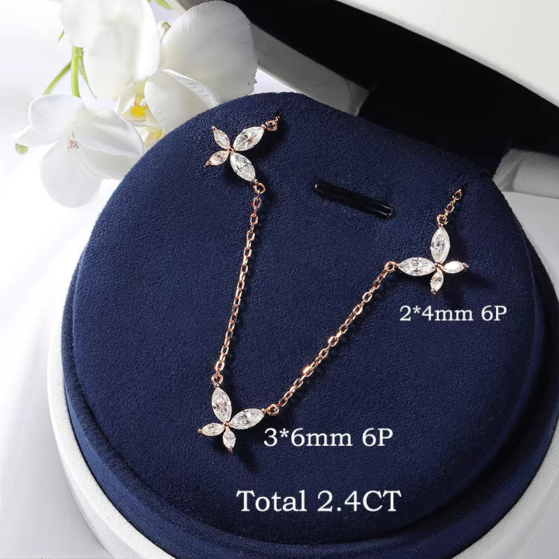 Smyoue Halskettenanhänger Moissanit, 18 Karat vergoldet, 925 Silber, Damen - Bild 2