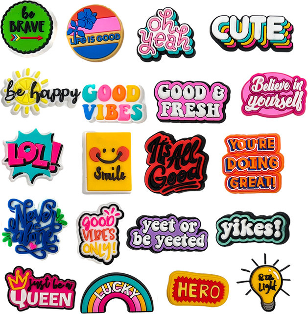 MEIDEJIE Schuh-Charms, Phrasen und Buchstaben, PVC, 20 Stück/Set - Bild 1