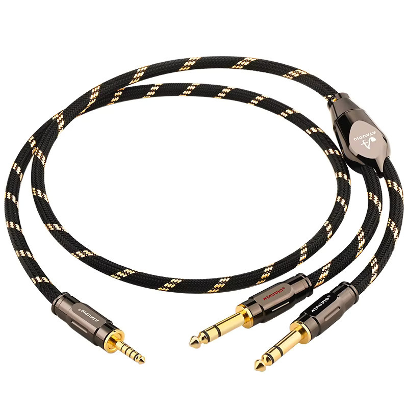ATAUDIO HiFi Splitter-Kabel 4,4mm auf Dual 6,5mm TRS, Reines Kupfer High-End Audiokabel, Schwarz - Bild 3