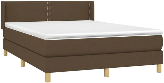 vidaXL Boxspringbett mit Matratze in Dunkelbraun, Hybrid-Bett mit Taschenfederkern aus Stoff, B/T: 140 x 190 cm - Bild 1