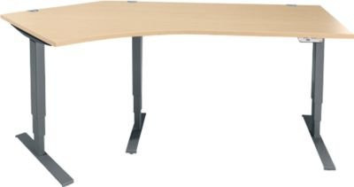 Schäfer Shop Genius Winkelschreibtisch AERO FLEX, elektrisch höhenverstellbar, 135 Grad Winkel links, Farbe Ahorn/Anthrazit, Breite: 216,5 cm - Bild 1