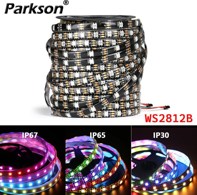 WS2812B Smart RGB LED-Streifen DC5V individuell adressierbar mit IP65 Schutz, Multicolour, Schwarz PCB - Bild 1