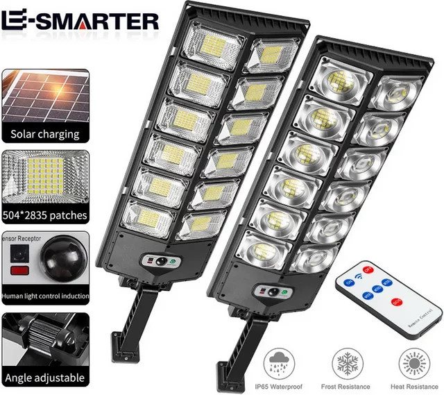 ESMARTER Solar LED Außenleuchte mit Bewegungsmelder, Wasserdichtes Solar Gartenlicht für Wand und Hof, Schwarz - Bild 1