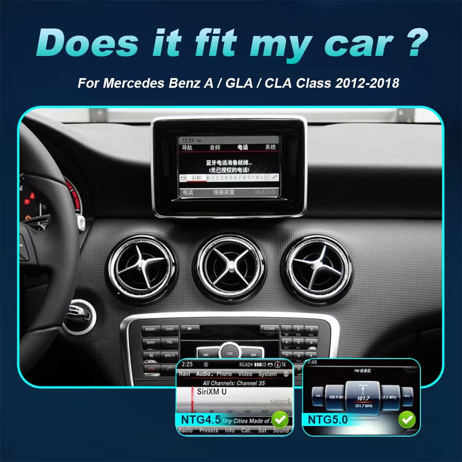 FAZY Android 14 Autoradio mit Carplay und Android Auto für Mercedes Benz A CLA GLA W176 C117 X156 W463 in Schwarz mit WIFI und GPS Navigation - Bild 3
