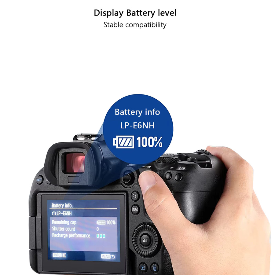 Canon USB-C zu LP-E6NH Dummy-Akku-Netzteil in Schwarz für EOS R5 R6 7D 6D 90D 80D 70D 60D Kameras - Bild 3