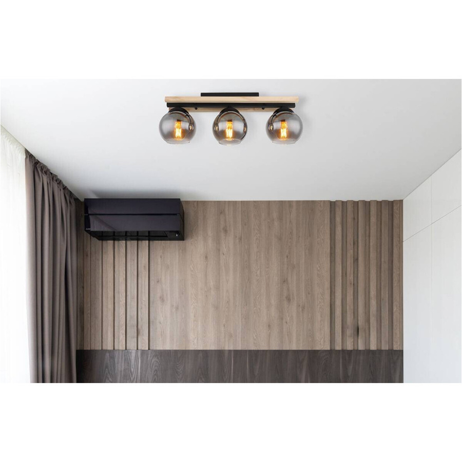 Globo Pendelleuchte Conni 3-flammig Schwarz Matt und Rauchglas, B/T/H: 15 x 60 x 20,5 cm, E27 - Bild 2