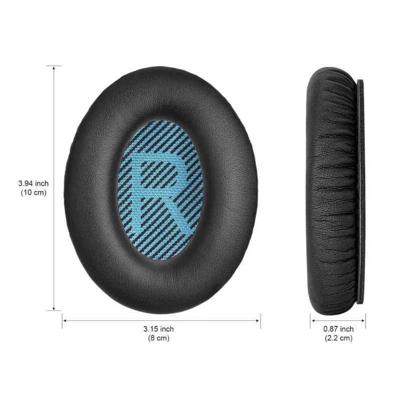Ersatz-Ohrpolster für Bose QuietComfort QC-35, QC-35-II, QC-25, QC-15, QC-2 Ae2/Ae2i/Ae2W in Schwarz mit erhöhter Dicke - Bild 4