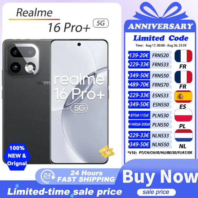 realme 16 Pro Plus 5G Smartphone mit 200MP OIS Kamera, Snapdragon 7 Gen 4, 6,8 Zoll AMOLED 144Hz gebogenem Bildschirm und 7000mAh Akku in Grau - Bild 1