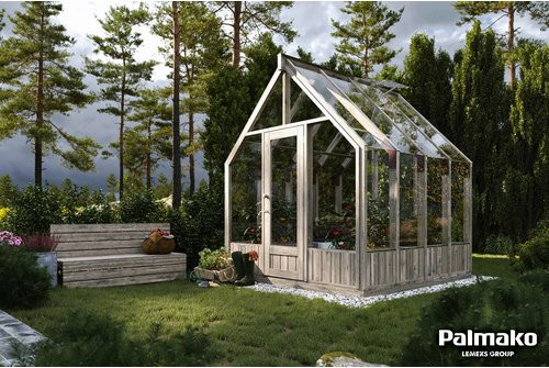 Palmako Gewächshaus Emilia Grau aus Holz und Sicherheitsglas mit 5,4 m² und Satteldach, B: 283,0 cm, T: 244,0 cm, H: 240,0 cm - Bild 2
