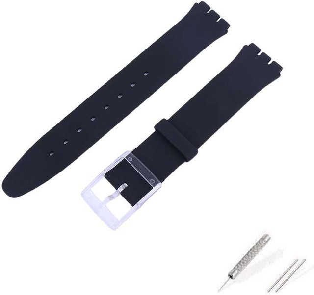 Uhrenarmband Silikon, 16 mm, schwarz, Unisex - Bild 1