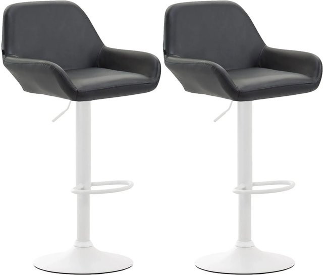 DELUKE Barhocker DUBLIN 2er Set, Schwarz und Weiß, Kunstleder, Tresenhocker mit Lehne und 360 Grad Drehsitz - Bild 1
