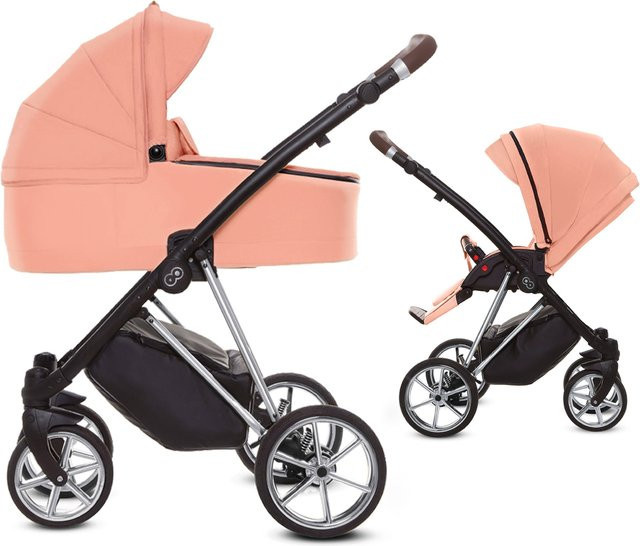 TPFLiving 2in1 Kinderwagen Ultra Stoff in Apricot mit Chromgestell - Bild 1