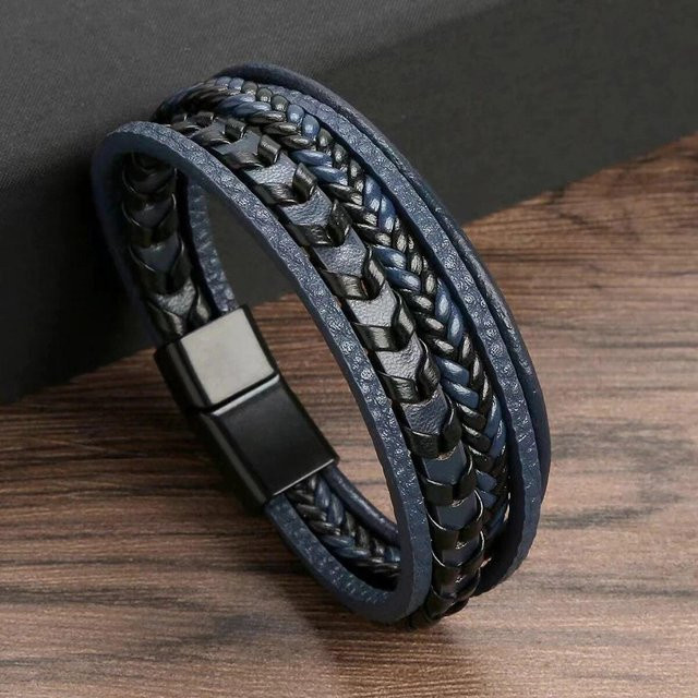 Lucky Star Jewelry Armband, Leder, blau, Herren, 56-58mm - Bild 1
