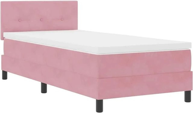 vidaXL LED Boxspringbett mit Matratze in Rosa, Samt, B/T: 100 x 200 cm - Bild 1
