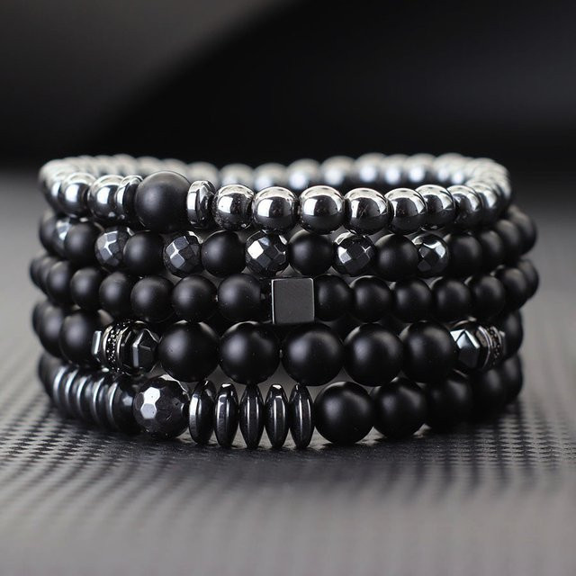 Armband-Set Noter, Onyx, Hämatit, Schwarz, Herren - Bild 1