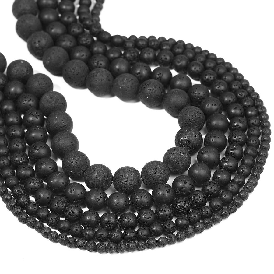SANSWL Perlen, schwarze Lava, rund, 6 mm, 8 mm, 10 mm - Bild 3
